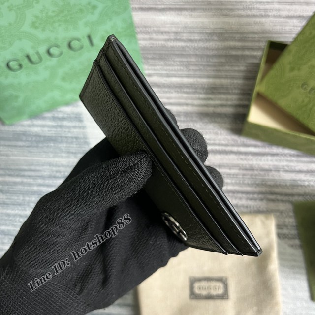 Gucci專櫃2022新款軍綠色全皮卡包名片夾 古馳GG Marmont系列卡片夾657588 gqy4256